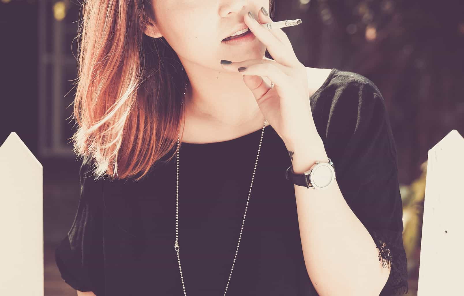 woman smoking a cigarette